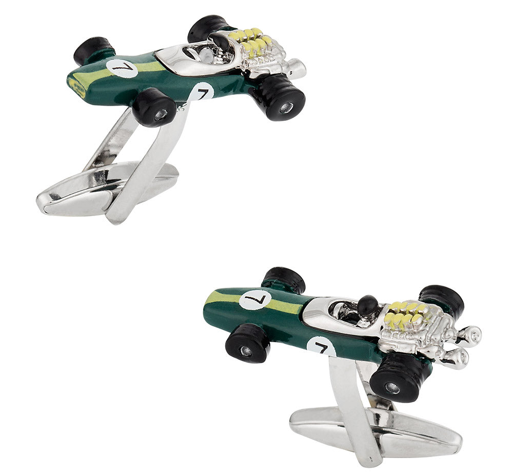 Indy Racecar Cufflinks in Green