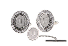 Load image into Gallery viewer, Vittorio Vico Bling Initial Cufflinks &amp; Tie Tack Set: A to Z
