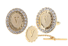 Load image into Gallery viewer, Vittorio Vico Bling Initial Cufflinks &amp; Tie Tack Set: A to Z
