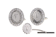 Load image into Gallery viewer, Vittorio Vico Bling Initial Cufflinks &amp; Tie Tack Set: A to Z

