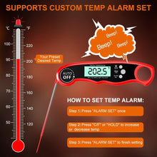 Load image into Gallery viewer, Instant Read Meat Thermometer Upgraded Instant Read Meat Thermometer 2-in-1 Ultra Fast Digital Meat Thermometer for Cooking Oven Safe Food Thermometer Waterproof Ultra Fast Digital Food Water Milk Thermometer for Outdoor Cooking BBQ and Kitchen
