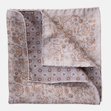 Load image into Gallery viewer, Pascal - Double Sided Silk Pocket Square - Grey &amp; Bronze
