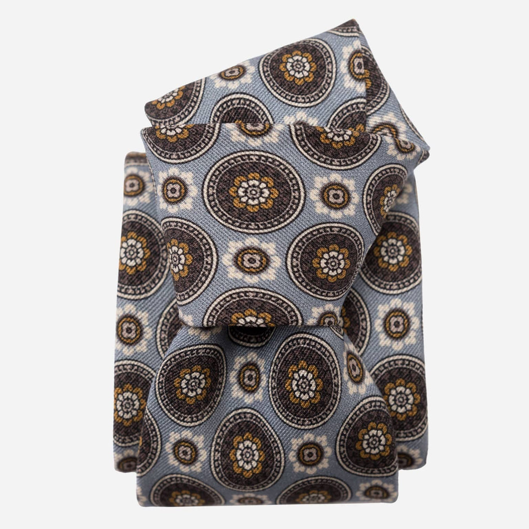 La Vigna - Printed Wool & Silk Tie - Grey