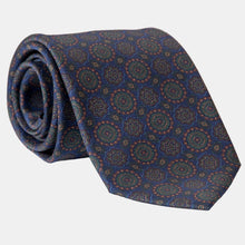 Load image into Gallery viewer, Moretti - Printed Madder Silk Tie - Navy &amp; Green
