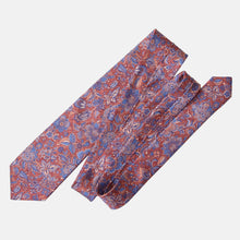 Load image into Gallery viewer, Catania - Printed Silk Tie - Blue &amp; Brick Red
