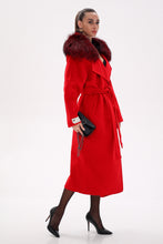 Load image into Gallery viewer, Saga®Furs Silver Fox Wool Alpaca Wraparound Coat
