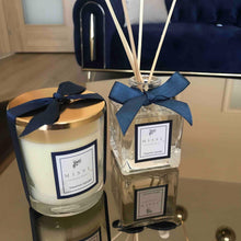 Load image into Gallery viewer, Jasmine Sandal Scented Glass Candle With Golden Metal Cover  Long-Burning Fragrant Candles in Glass Container With Metal Lid Hand-Poured Natural Soy Blend No Additives No Dye
