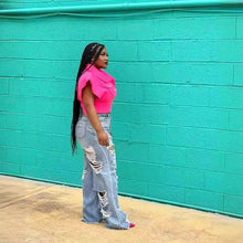 Load image into Gallery viewer, Jeans Women Long Pants Elegant Splice Denim Pant Slim Fit Sexy Hole High Waist Button Pocket Straight Trousers Summer 2024
