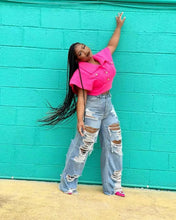 Load image into Gallery viewer, Jeans Women Long Pants Elegant Splice Denim Pant Slim Fit Sexy Hole High Waist Button Pocket Straight Trousers Summer 2024
