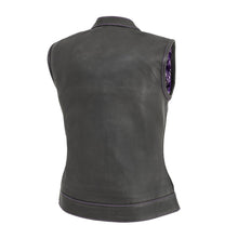 Load image into Gallery viewer, Jessica Women's Motorcycle Leather Vest - Purple - Limited Edition
