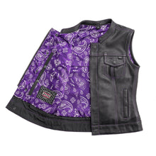 Load image into Gallery viewer, Jessica Women's Motorcycle Leather Vest - Purple - Limited Edition
