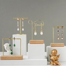 Load image into Gallery viewer, Jewelry Organizer Wooden Rack Bracelet Earring Holder Display Decoration Stand Earring Support Display Decoration Rack Small Jewelry Display Holder T-Shaped Iron Fashion Home Bracelet Pendant Jewelry Storage Shelf Stand for Woman Girls
