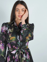 Load image into Gallery viewer, Chiffon Belted Pleated Shirt Dress
