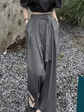 Load image into Gallery viewer, Pleated Asymmetrical Ties High-waisted Wide-leg Pants
