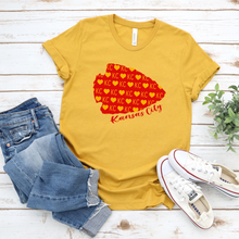 Load image into Gallery viewer, Kansas City Mustard Arrowhead Hearts Tee OR Sweatshirt
