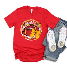 Load image into Gallery viewer, Kansas City Football Bow Round Tee OR Sweatshirt
