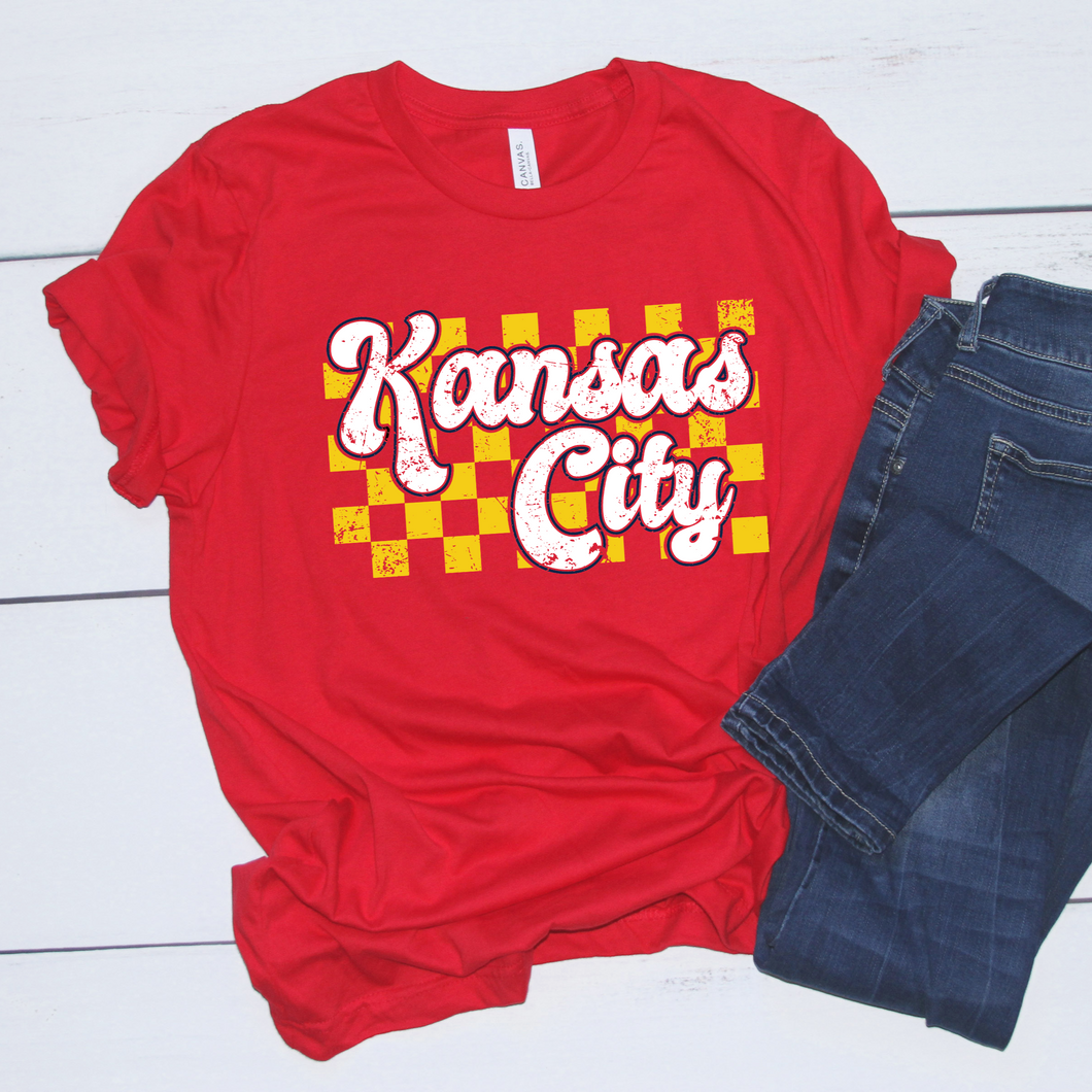 Kansas City Groovy Checkered Tee OR Sweatshirt