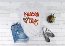 Load image into Gallery viewer, Kansas City Layered Heart Football Tee or Sweatshirt
