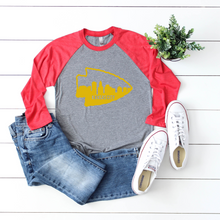Load image into Gallery viewer, Kansas City Skyline Arrowhead Raglan Tee
