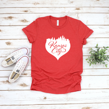 Load image into Gallery viewer, Kansas City Skyline Heart Tee
