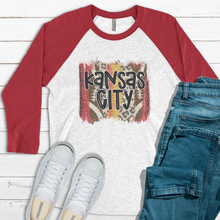 Load image into Gallery viewer, Kansas City Football Brushstrokes Raglan Tee
