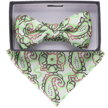 Load image into Gallery viewer, Vittorio Farina Boy&#39;s Designer Floral Print Print Bow Tie &amp; Pocket Square
