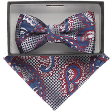 Load image into Gallery viewer, Vittorio Farina Boy&#39;s Designer Floral Print Print Bow Tie &amp; Pocket Square
