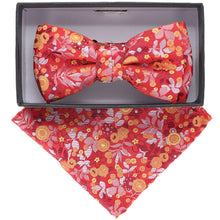 Load image into Gallery viewer, Vittorio Farina Boy&#39;s Designer Floral Print Print Bow Tie &amp; Pocket Square
