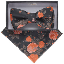 Load image into Gallery viewer, Vittorio Farina Boy&#39;s Designer Floral Print Print Bow Tie &amp; Pocket Square
