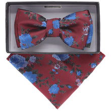 Load image into Gallery viewer, Vittorio Farina Boy&#39;s Designer Floral Print Print Bow Tie &amp; Pocket Square
