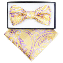 Load image into Gallery viewer, Vittorio Farina Boy&#39;s Designer Floral Print Print Bow Tie &amp; Pocket Square
