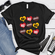 Load image into Gallery viewer, KC 9 Heart Footballs Tee OR Sweatshirt
