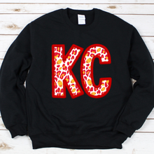Load image into Gallery viewer, KC Leopard Football Faux Embroidery Tee OR Sweatshirt
