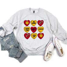Load image into Gallery viewer, KC Valentine Football Hearts Tee or Sweatshirt
