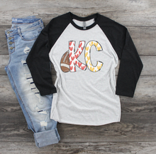Load image into Gallery viewer, KC Watercolor Hearts Raglan Tee
