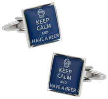 Load image into Gallery viewer, Beer Drinker Gift Idea - Keep Calm Beer Cufflinks
