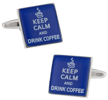 Load image into Gallery viewer, Keep Calm Coffee Cufflinks
