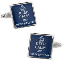 Load image into Gallery viewer, Keep Calm Happy Birthday Cufflinks

