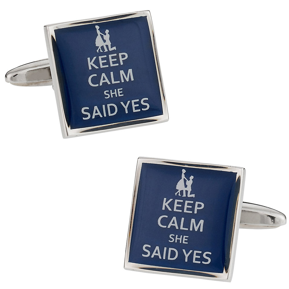 Keep Calm She Said Yes Funny Cufflinks