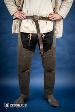 Load image into Gallery viewer, Chainmail Chausses Flatring Riveted 6mm Steel Oiled
