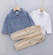 Load image into Gallery viewer, Kids' Autumn Denim Jacket 3-Piece Outfit Set - # BAAA51210053 &amp; BOAA11310021 &amp; GIAA21310007
