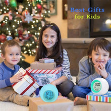 Load image into Gallery viewer, Kids Digital Alarm Clock 7 Color Night Light Snooze Temperature Detect Children Sleep Bedside Color Night Light Snooze Temperature Detect for Toddler Children Boys and Girls Students to Wake up at Bedroom Bedside Cute Wake Up Timer Alarm Clock

