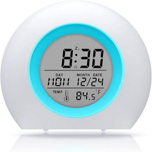 Load image into Gallery viewer, Kids Digital Alarm Clock 7 Color Night Light Snooze Temperature Detect Children Sleep Bedside Color Night Light Snooze Temperature Detect for Toddler Children Boys and Girls Students to Wake up at Bedroom Bedside Cute Wake Up Timer Alarm Clock
