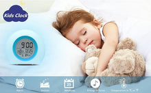 Load image into Gallery viewer, Kids Digital Alarm Clock 7 Color Night Light Snooze Temperature Detect Children Sleep Bedside Color Night Light Snooze Temperature Detect for Toddler Children Boys and Girls Students to Wake up at Bedroom Bedside Cute Wake Up Timer Alarm Clock

