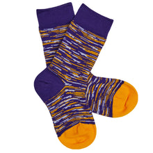 Load image into Gallery viewer, Kid's Socks - Purple And Gold Marled
