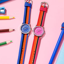 Load image into Gallery viewer, Kids Watch Muticolour Nylon Watchband Gift For Childern School Student Analog Watch Read Easily Children's First Watch Daily Wrist Watch For Boys And Girls With Soft Cloth Strap
