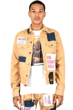 Load image into Gallery viewer, Antelope Men's graphic print patches with cut and sew cotton timber washed stretchable twill jacket
