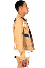 Load image into Gallery viewer, Antelope Men's graphic print patches with cut and sew cotton timber washed stretchable twill jacket
