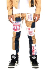 Load image into Gallery viewer, Antelope Men's graphic print patches with cut and sew cotton timber washed stretchable skinny twill pants
