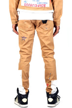 Load image into Gallery viewer, Antelope Men's graphic print patches with cut and sew cotton timber washed stretchable skinny twill pants
